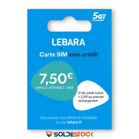 Carte SIM Prépayée Lebara 7,5  crédit