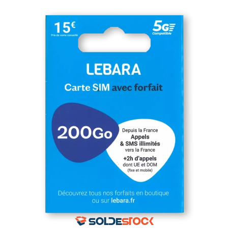 Carte SIM Prépayée Lebara Forfait illimité 300 Go