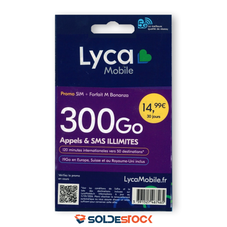 Carte SIM Prépayée Lyca Forfait M Bonanza